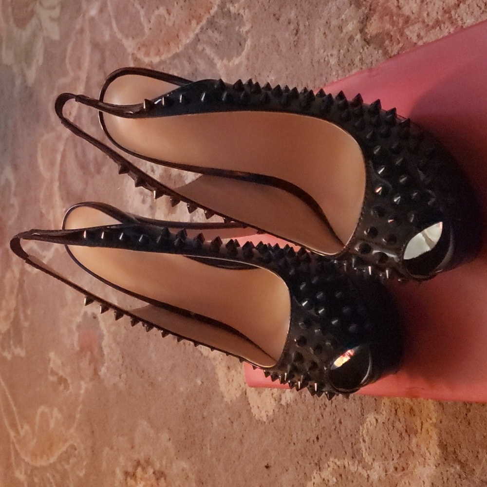 FSJ Women's gorgeous peep toed studded stilettos